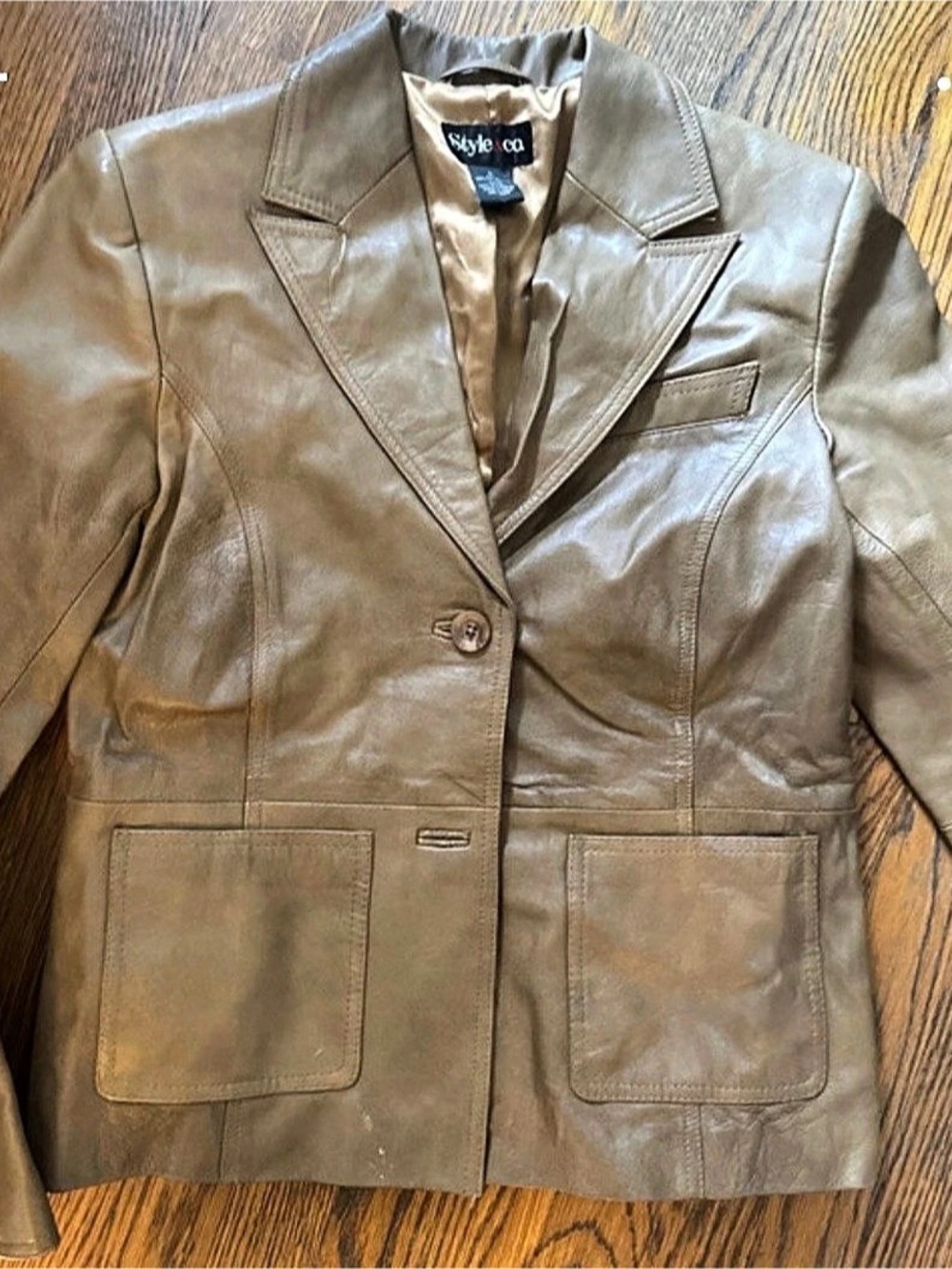 Style&Co. Women'Small Leather Blazer Jacket Brown Size Small